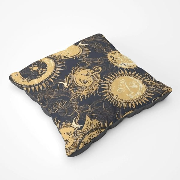 Warren Reed Moon And Sun Gold Blue Floor Cushion