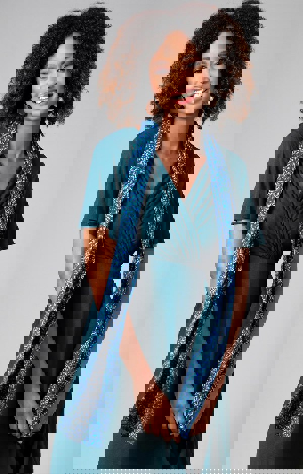 Alie Street London Azra Woven Scarf Blue and Green Floral