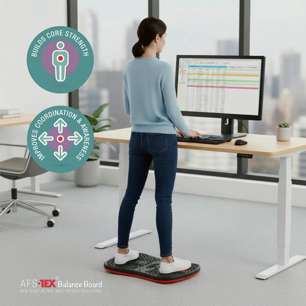 Floortex AFS-TEX® Active Anti-Microbial Exercise Wobble Balance Board - 35 x 50cm - Black