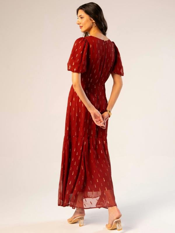 Rose & Nancy Hazel Sparkle Tan Brown Maxi Dress