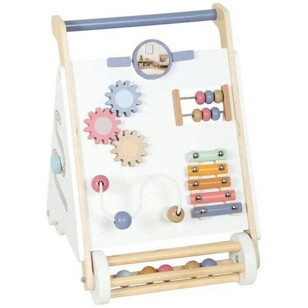 Bobobiy Wooden Baby Walker, Montessori Push Along Toy with 5 Blocks and Xylophone Mallet, Adjustable Speed for Toddlers 1.5-3Y