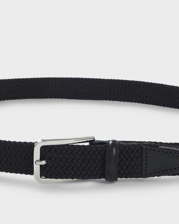 BOSS Orange Clorio Mens Fabric Belt - Navy 410 | CHO | Designer Mens Belts
