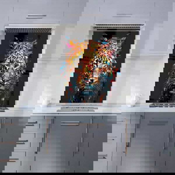 Warren Reed - Designer Splashart Leopard Face Kitchen Splashback