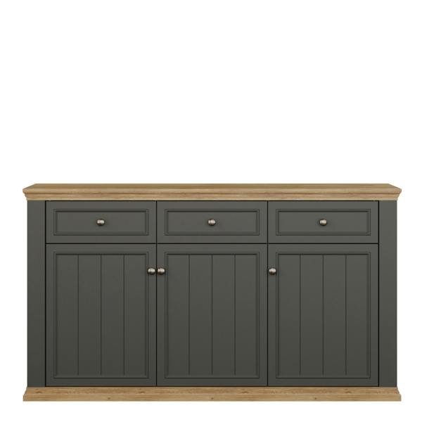 Furniture To Go Pontypool 3 Drawer & 3 Door Sideboard in Grey and Mauvella Oak