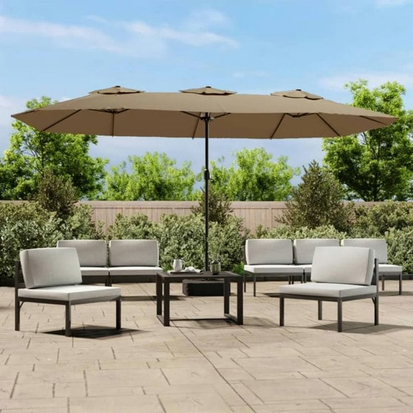 Berkfield Double-Head Parasol Taupe 449x245 cm