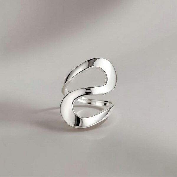 The Colourful Aura Infinity Loop Adjustable Ring Chunky Gold Statement Band