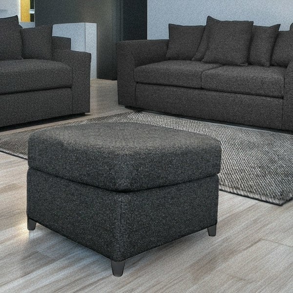 Furnishings For Less Paris Boucle Fabric Charcoal Footstool