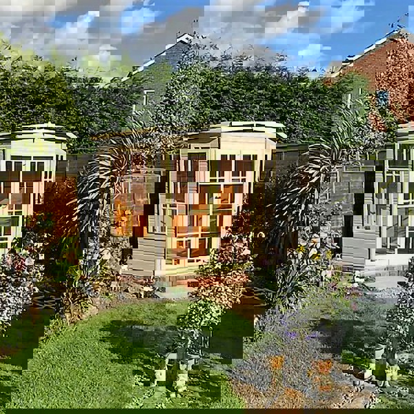 Shire Hampton 7x7 Corner Summerhouse 12mm Interlock Cladding - Best Shed