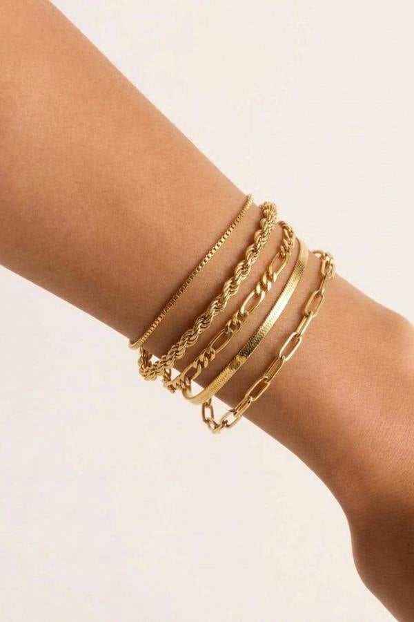 Gold Plated 5 Layer Bracelet Set