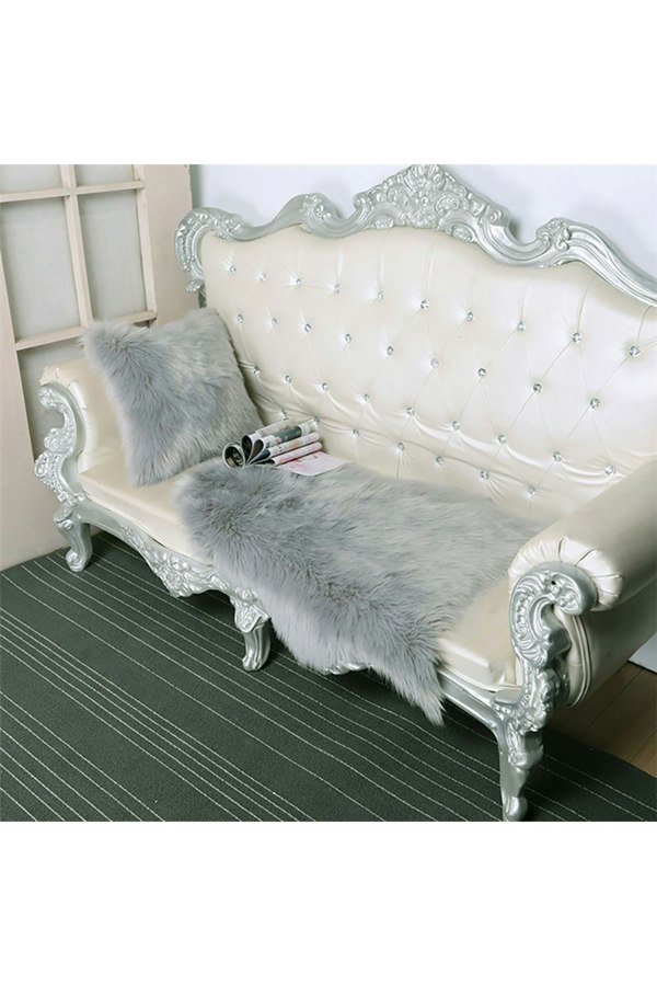 Living and Home 50*50cm Fluffy Faux Wool Grey Cushion Cover