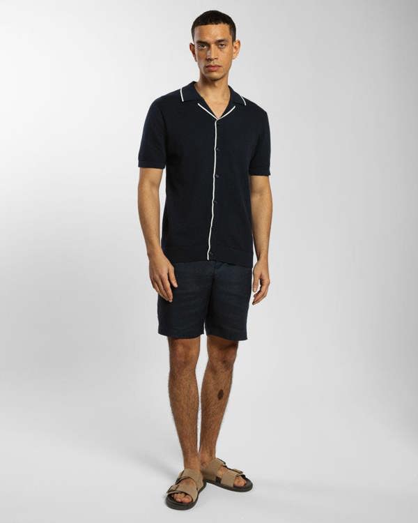 Steel & Jelly Knitted Short Sleeve Shirt With Contrast Tipping