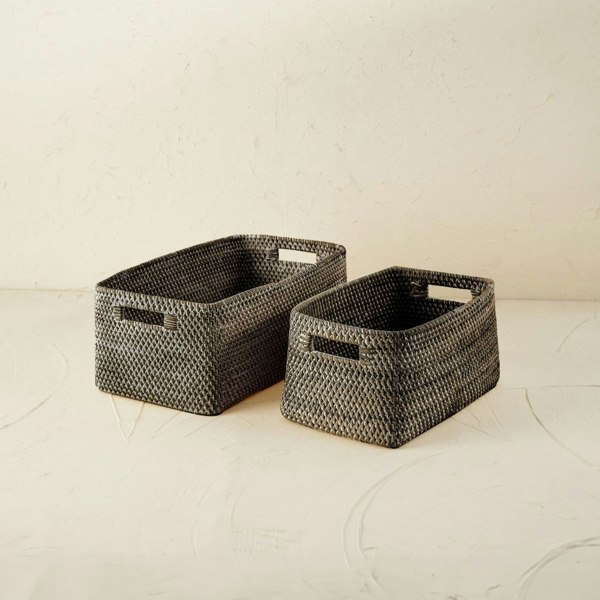 Coastal villa Homeware Colourful rattan storage baskets in 4 colours