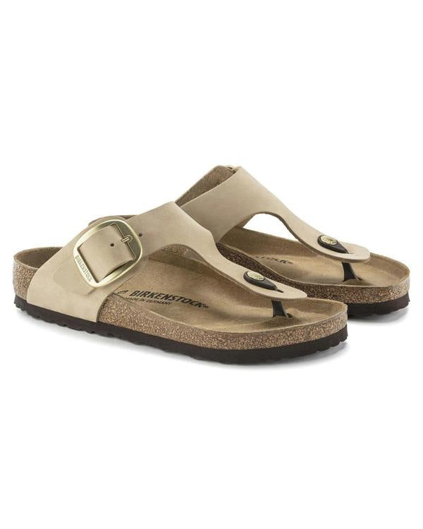 Birkenstock Gizeh Big Buckle Nubuck Leather Womens Sandals - Sandcastle - CHO - Designer Womens Sandals