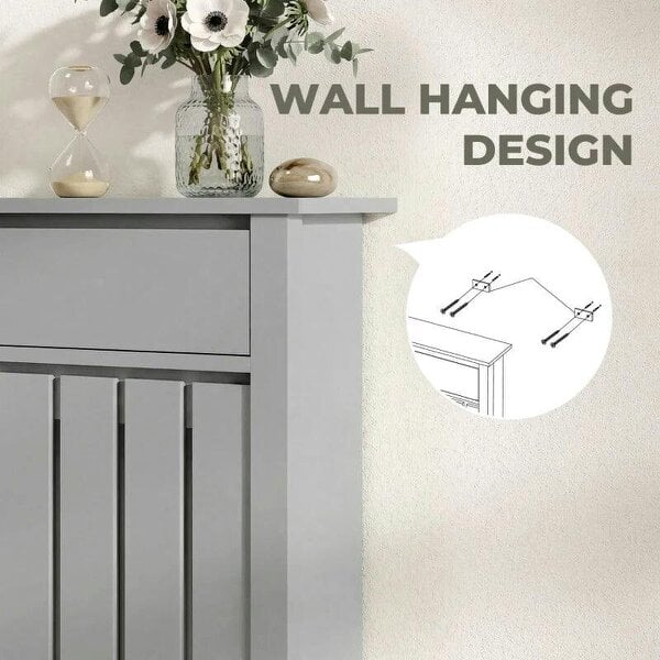 Bobobiy 93 x 88.5cm Rustic-Look Radiator Cover - Grey