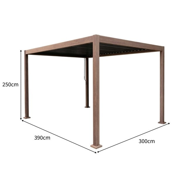 Jardi Wood Effect Aluminium Pergola 4m x 3m