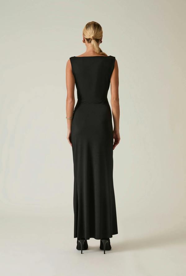 James Lakeland Black Sleeveless Gathered Maxi Dress