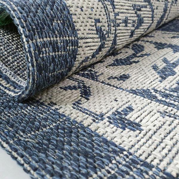 Oriental Rug Runner 100% Cotton Natural Hallway Carpet Washable Natural Woven Mat - 75x300cm