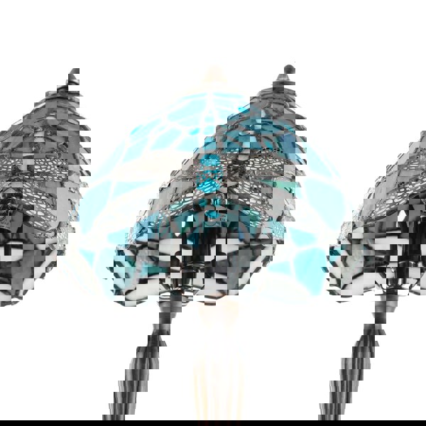 Handmade Emerald Green Stained Glass 8 Inch Tiffany Lamp with Dragonfly Design Image 5