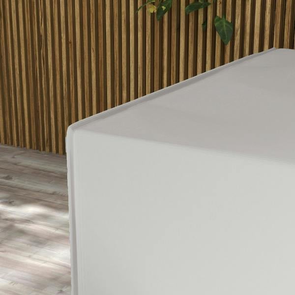 Grey rectangular patio furniture cover with smooth fabric side panel
