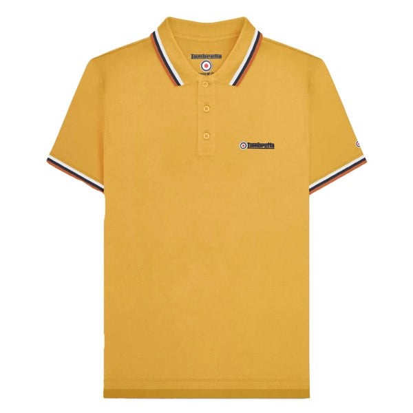 Lambretta Mens SS25 Triple Tipped Polo Shirt - Gold