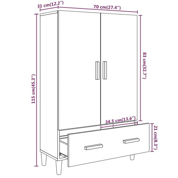 Berkfield Highboard Concrete Grey 70x31x115 cm Engineered Wood