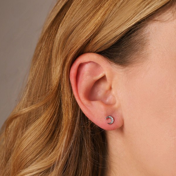 Gold Trip Crescent Moon Stud Earrings