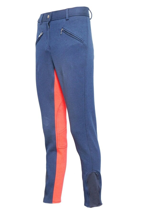 eQuitack Women's Stretchy Self Seat Horse Riding Jodhpurs Navy/Red
