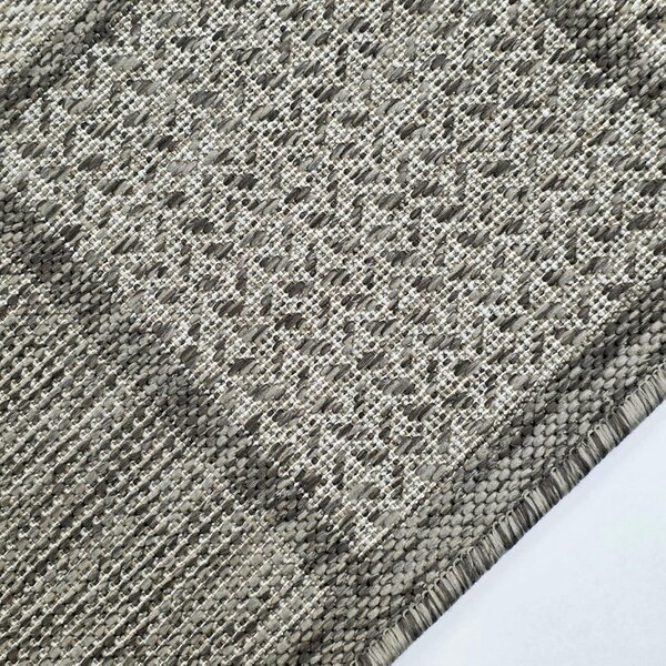 Viva Rugs Taupe Brown Check Runner Rug Non-Slip Flat Weave Kitchen Hallway Carpet