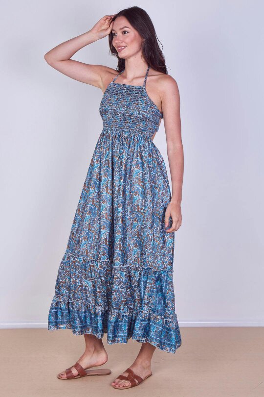 Boho Paisley Halterneck Maxi Dress