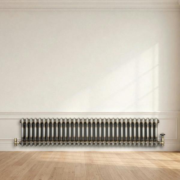 Monstershop Traditional 2 Column Radiator - 300 x 1460mm - Raw Metal