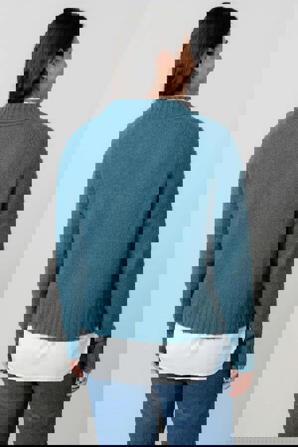 Lily & Me Woodchester V-Neck Boxy Knit Jumper Petrol