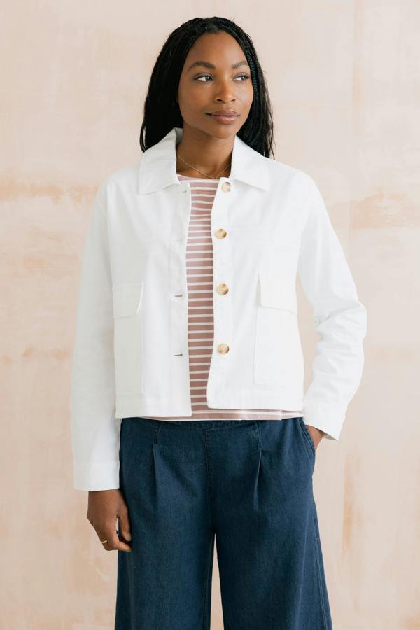 Lily & Me Effie Stretch Cotton Twill Jacket White