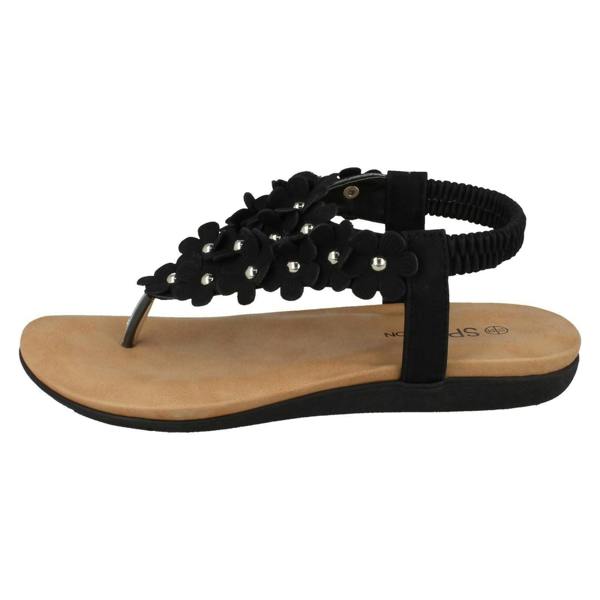 Spot On Girls Spot On Flat Flower Trim Toepost Sandals
