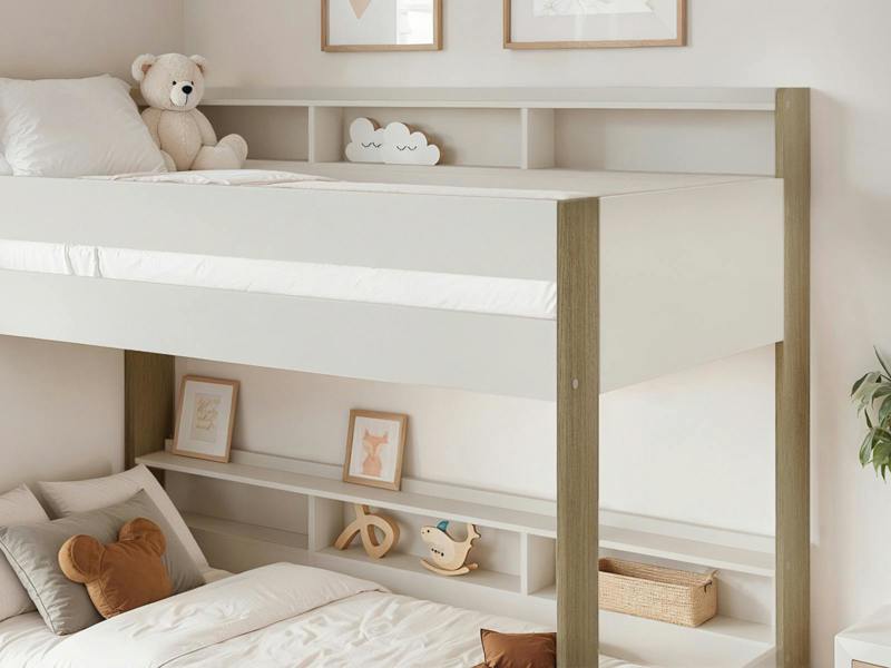 Noomi Bodie Solid Wood Storage Bunk Bed White