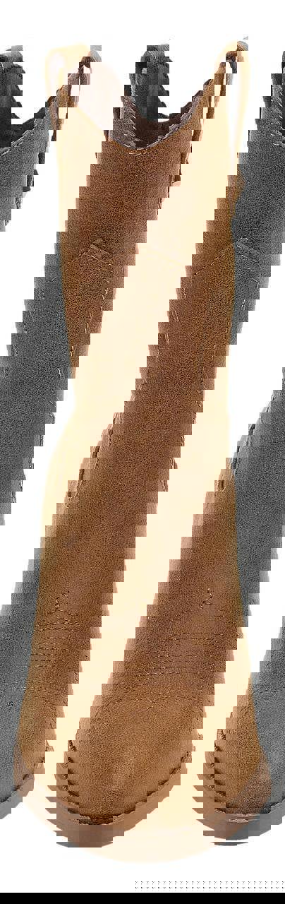 Rocket Dog Feather Womens Classic Cowboy Pull On Western Boots, front view of a tan leather cowboy boot with pull-on loops and stitched toe detail.