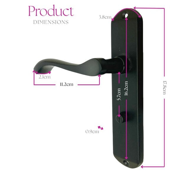 EDH Door Hardware Cadenza Modern Matt Black Scroll Door Handles Bathroom Lock Handle 178mm x 40mm