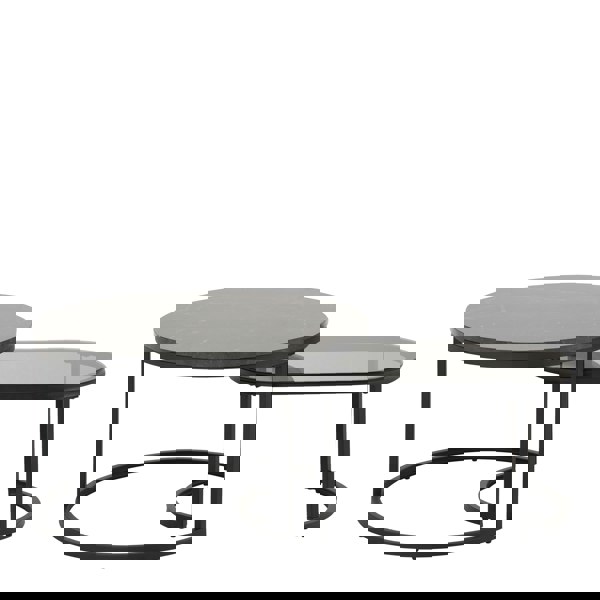 Furniture To Go Spiro Round/Oval Coffee Table Set with Black Marble/Smoked Melamine Glass Top