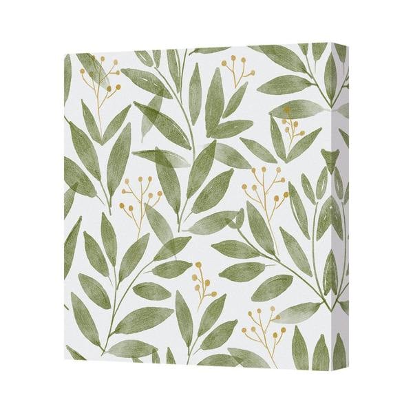 Benjamin Tate Design Botanical Green Leaves Canvas Art Print Gallery Wrapped With Deep Wooden Frame