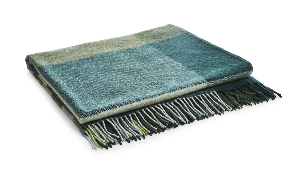 Liddell Cashmere Blend Green Stripe Blanket