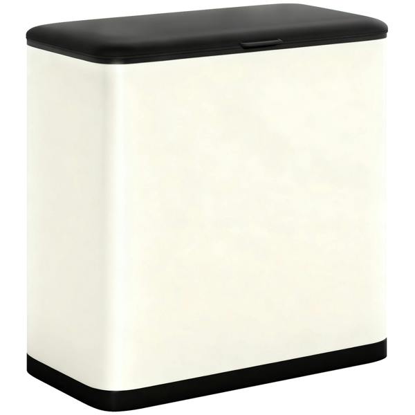 HOMCOM 8L Hanging Kitchen Bin, Rubbish bin w/ Stay-Open Lid for Under Sink - Cream