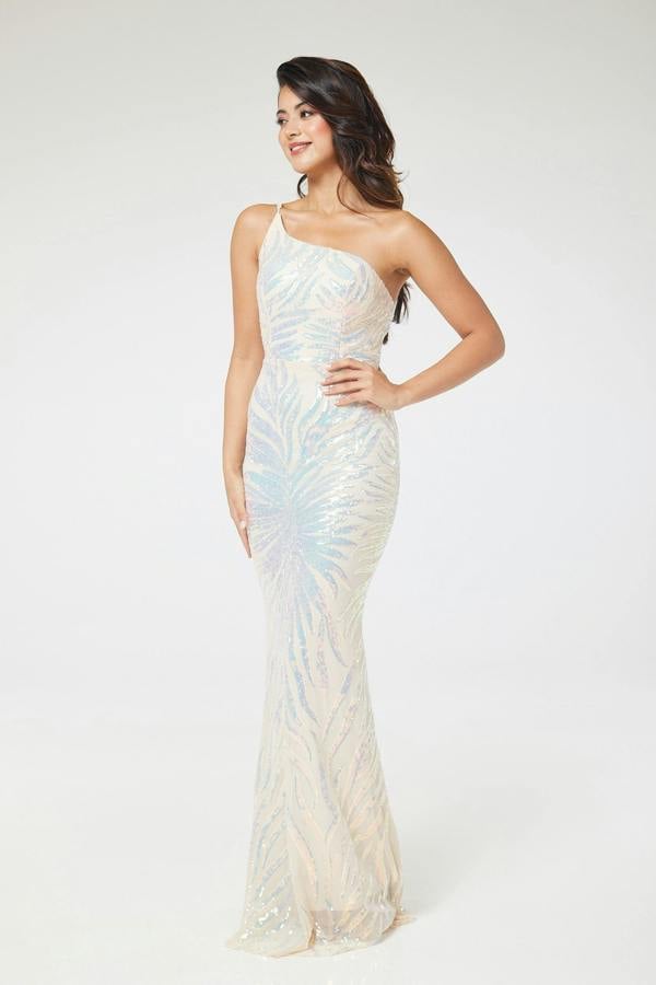 LuvForever Zaria - Apricot Sequin Maxi Dress