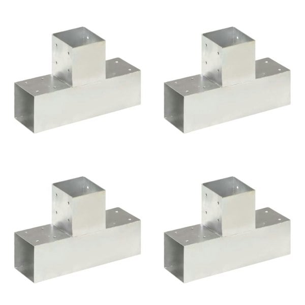 Berkfield Post Connectors 4 pcs T Shape Galvanised Metal 91x91 mm