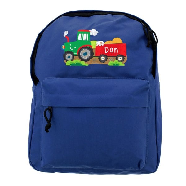 Personalised Memento Company Personalised Tractor Blue Backpack