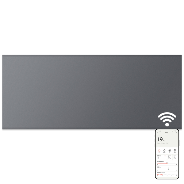 MYLEK Electric Radiator Panel Heater Grey WIFI Smart APP Eco 2000W Bathroom Safe Wall Mounted Timer Thermostat
