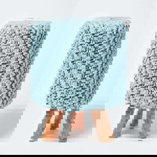 HOMESCAPES Tall Cotton Knitted Footstool on Legs