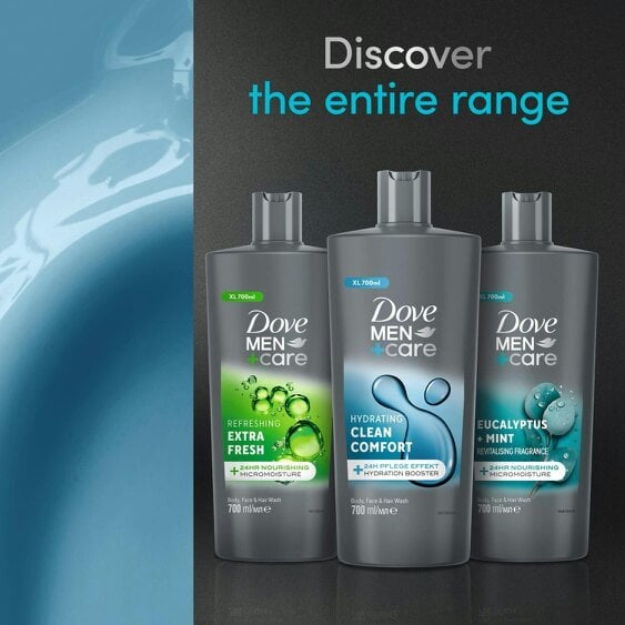Dove Men+Care Hydrating Clean Comfort 3in1 Hair, Face and Body Wash 3x700 ml