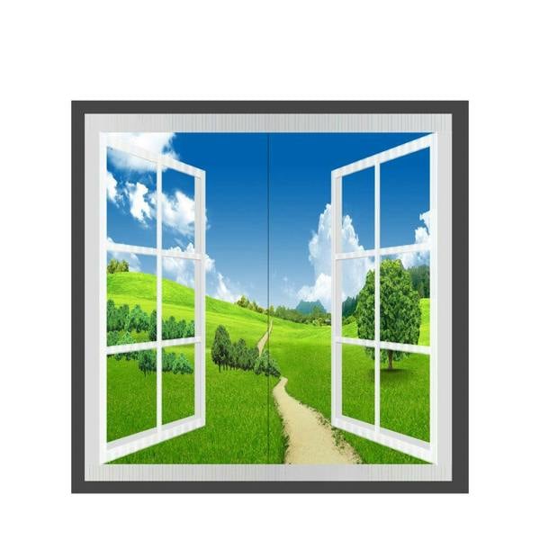 ENER-J Window Style LED Panel Set of 2, 120x60 cms, Surface Mounted, Grassland Design, 6000k for Office, Meeting Room, Foyer or Waiting Room