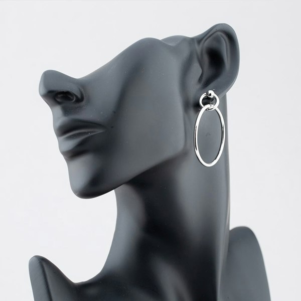 T. H. Baker Silver Large Double Circle Stud Hoop Earrings SEC0120C