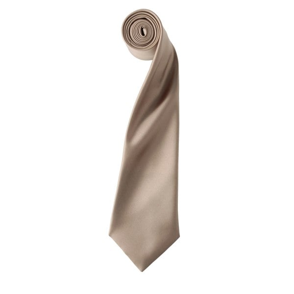 Premier Mens Plain Satin Tie (Narrow Blade) - Khaki