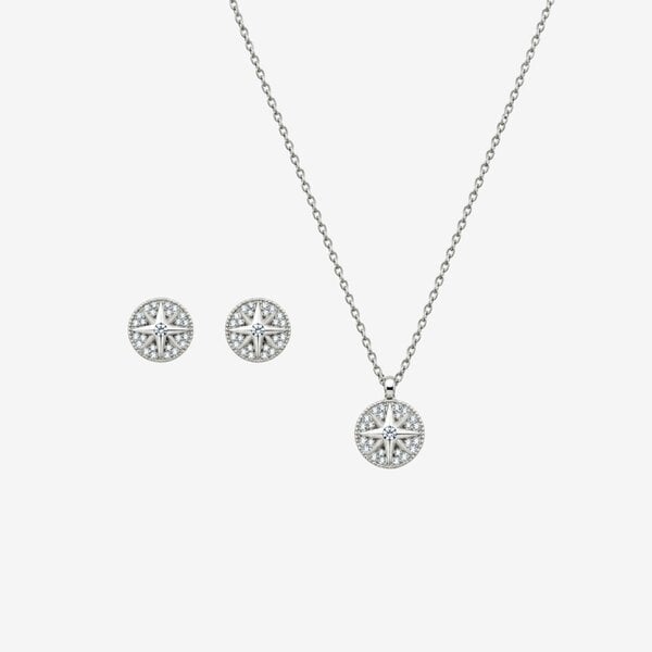 Uchi & Soto Enso Silver Star Pendant Necklace and Earrings Set